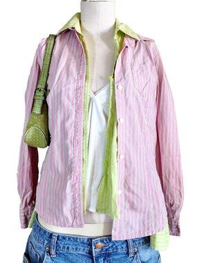 Y2k Pink Striped Shirt by Polo Jeans size M READ NOTES